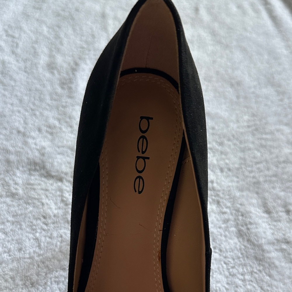 Bebe Amia Black Suede-Like 5” Heels Size 7.5 - Picture 7 of 9